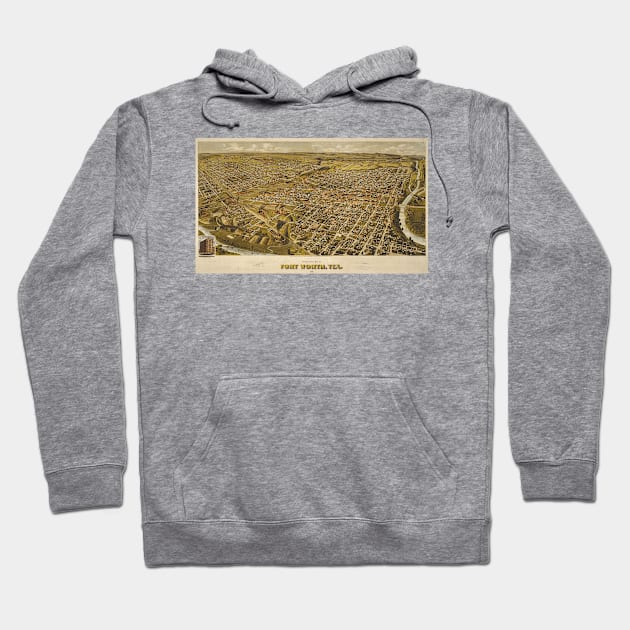 Vintage Pictorial Map of Fort Worth Texas (1876) Hoodie by Bravuramedia